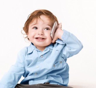 toddler on phone